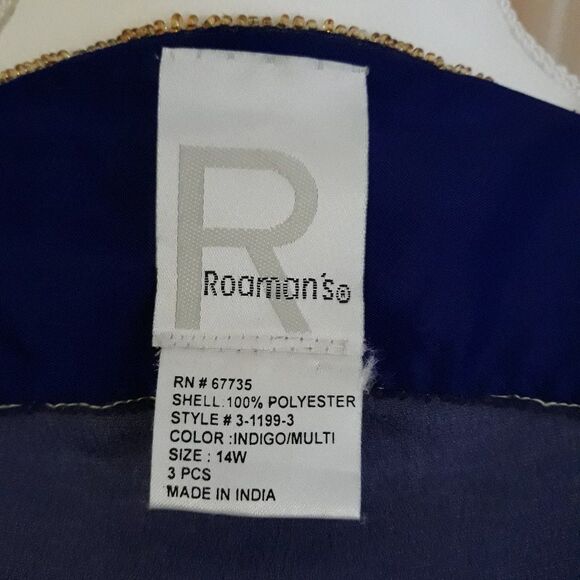 Roaman's Womens 3pc Indigo/Multi Beaded Pant Set - Picture 7 of 10